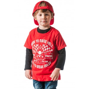 Dragstrip Kids Crew  T`Shirt - Born To Raise Hell Red